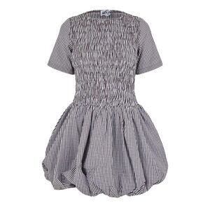 AmyLynn Womens/Ladies Elenor Checked Crew Neck Short-Sleeved Mini Dress / Brown